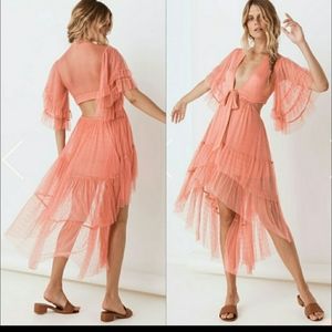 SPELL GYPSY GRACE CUT OUT PEACH DRESS XL NWT